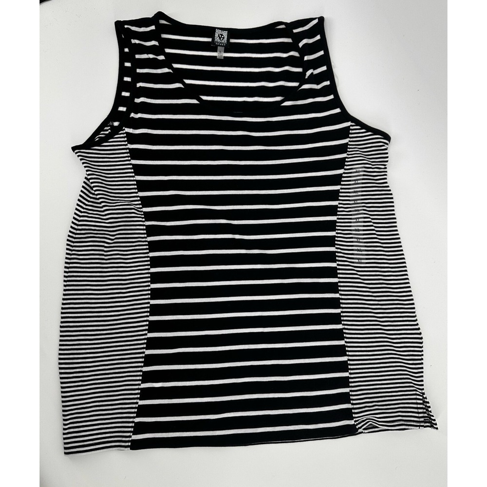 Anne Klein Sport Womens Sleeveless Blouse/Tank Top White/Black Shirt Large‎